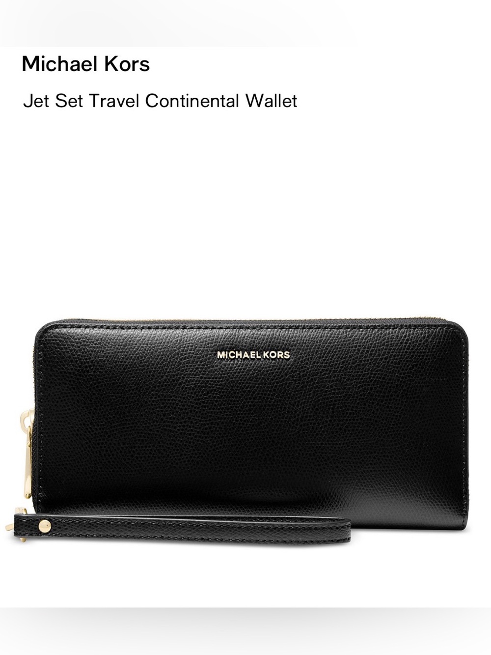 Michael Kors Black Pebbled Leather Zip-Around Wristlet Wallet